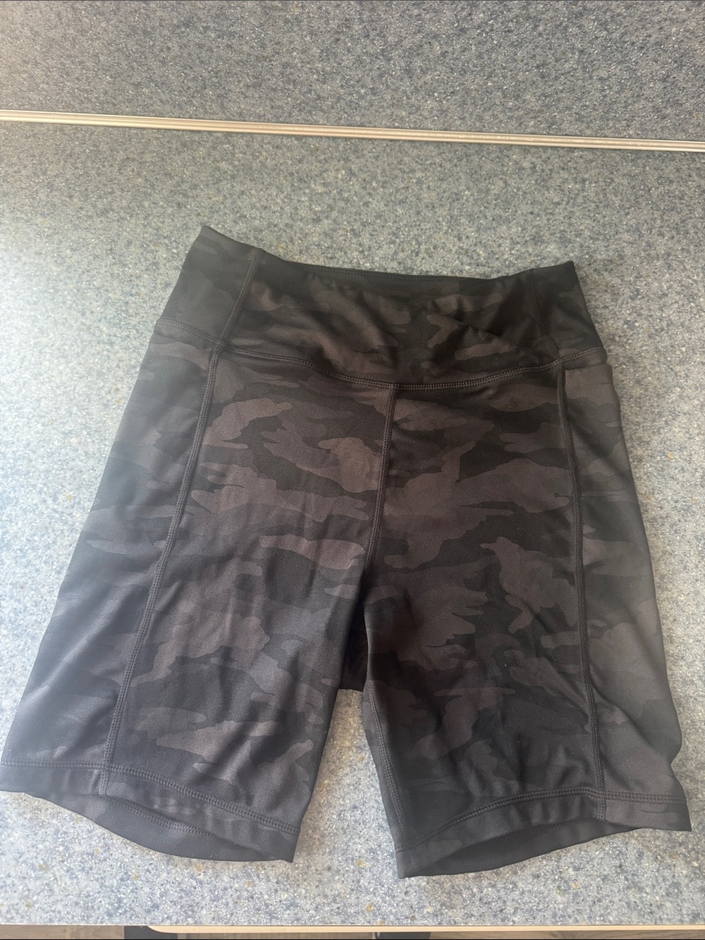 Danskin Black Camo High-Rise Bike Shorts